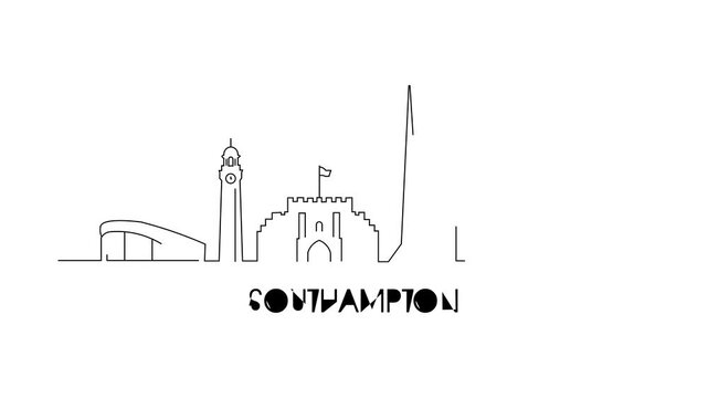 Simple line art depicts Southampton's skyline