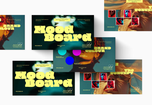 Creative Mood Board Presentation Template With Modern Fashion Brand Editorial Layout