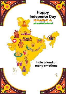 Independence Day Orange and Yellow India Greeting Poster