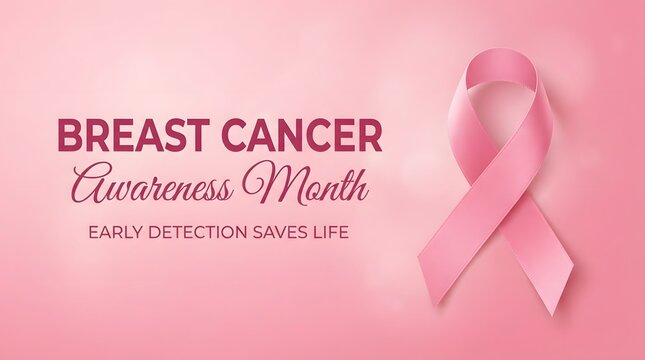 Breast cancer awareness month pink ribbon early detection saves lives