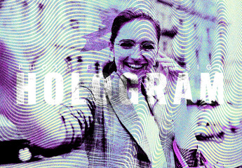 Hologram Glitch Photo Effect Mockup