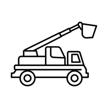 A detailed illustration of a cherry picker truck lifting a bucket high