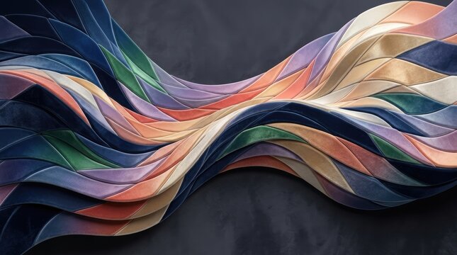 Abstract fabric waves a luxurious display of colorful velvet textures and fluid forms