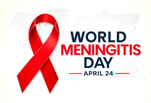Vibrant red awareness ribbon design for world meningitis day celebration on april twentyfourth