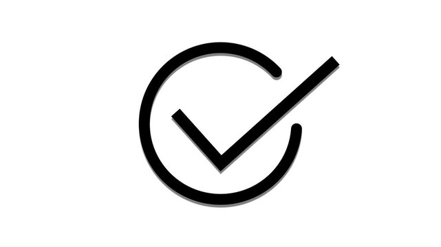 Check mark, tick mark icon with circle loading animated on a black background.Motion graphic 4k animation video.