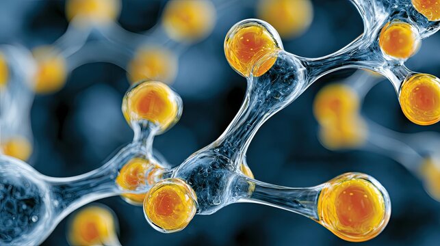 Molecular structure of enzymes. Scientific visualization of bioengineering and protein chains.