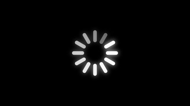 Glow loading spinner with fading dots on black progress .animated circle loading 4k video icon animation.