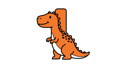 Friendly orange dinosaur standing next to number one © jepri