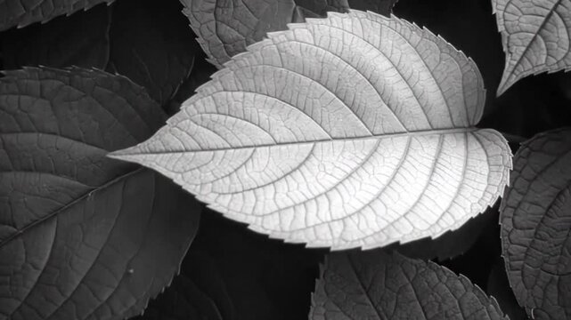 A single bright leaf stands out among dark foliage in nature