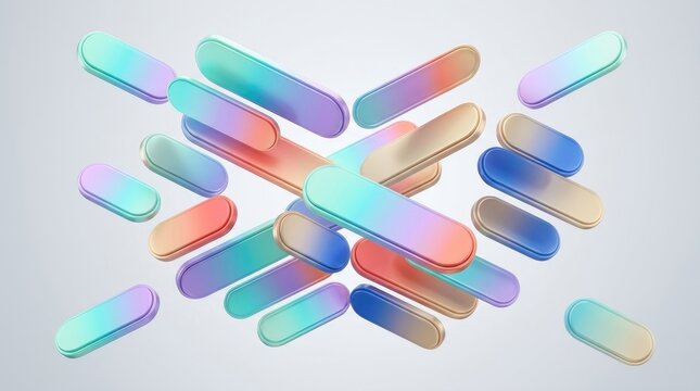 Abstract gradient rectangles modern 3d render for tech and creative presentations