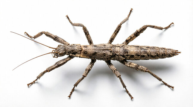 High Angle Macro Shot Of A Textured Brown Stick Insect