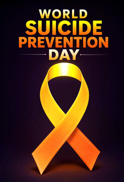Vibrant yellow and orange awareness ribbon for world suicide prevention day campaign design