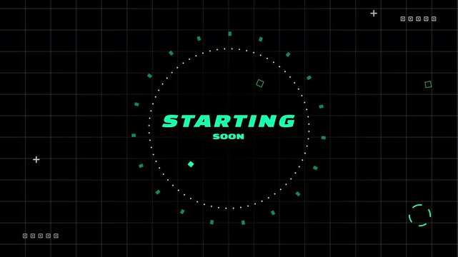 Futuristic starting soon, stream starting soon futuristic cyberpunk on alpha channel 4K resolution.