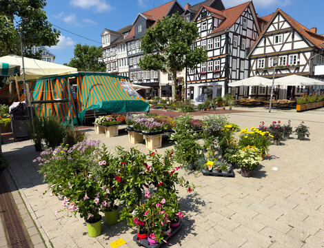 View of the Old Town of Bad Hersfeld with the Market Square, Hesse, Germany