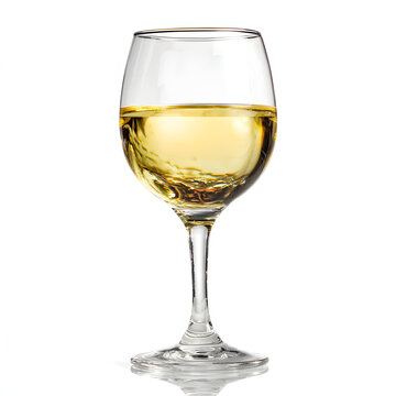 White wine glass element isolated on a plain white background; an element for product advertising.