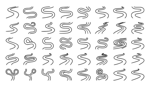 Hand Drawn Swirl Wind Motion Lines Collection for Design Decoration and Abstract Vector Elements