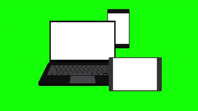 Responsive Laptop Tablet Smartphone Blank Screen Devices Animation 