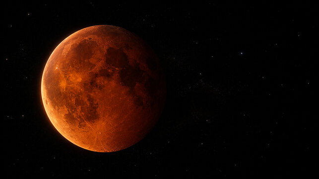 Copper Red Lunar Eclipse Moon