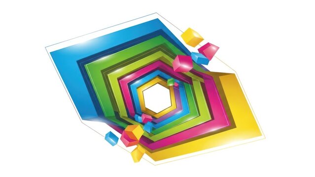 Abstract colorful 3D geometric hexagon background.