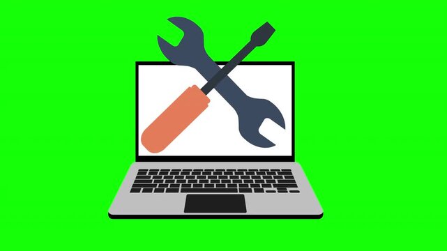 Laptop Computer Repair Maintenance Technical Support Animation 