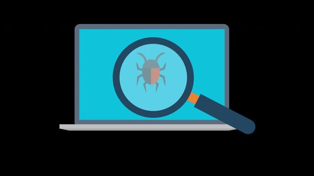 Laptop Bug Detection Cybersecurity Malware Scan Animation 