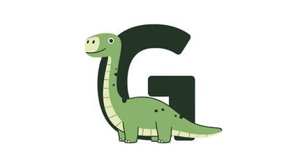 Friendly long neck dinosaur standing in front of capital letter g © oky