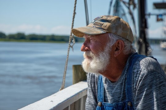 Fisherman Spends Every Day Fishing Lake River