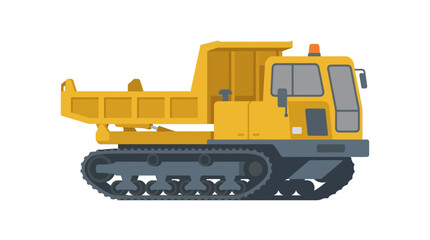 A yellow construction dump truck with a black track and gray accents on a white background. © Bilya 01