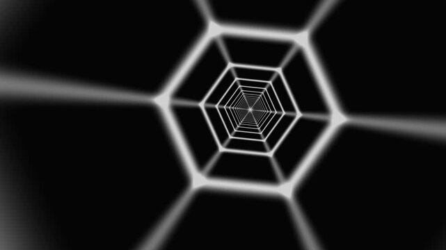 White hexagonal tunnel abstract motion background for video projects