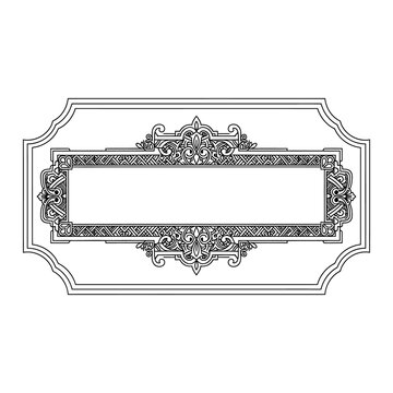 Ornate Vintage Label Frame Vector, Intricate Baroque Border for Product Packaging or Cigar Band, Retro Design Element