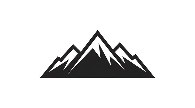 Minimalist mountain silhouette icon for nature adventure logo and outdoor landscape design themes