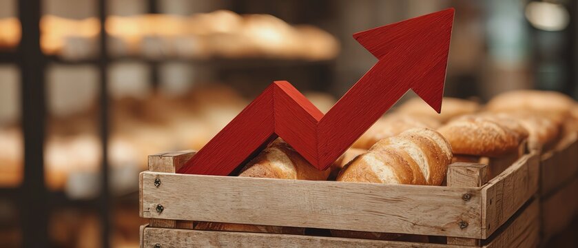Baked goods with growth indicator in bakery.