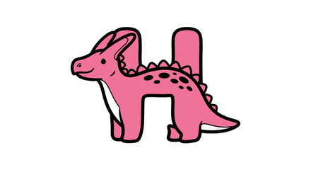 Pink cartoon dinosaur forming the letter h © Syahrul