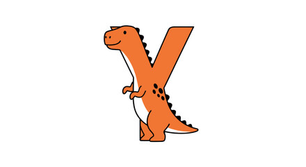 Orange tyrannosaurus rex in the shape of letter y © Syahrul