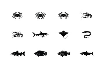 Fototapeta premium sea animal vector silhouette bundle