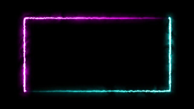 Neon Rectangle Picture Frame icon Animation Glowing orange Color neon box round shape screen rotation border frame effect seamless footage smooth line wallpaper on black background 4k video and alpha 