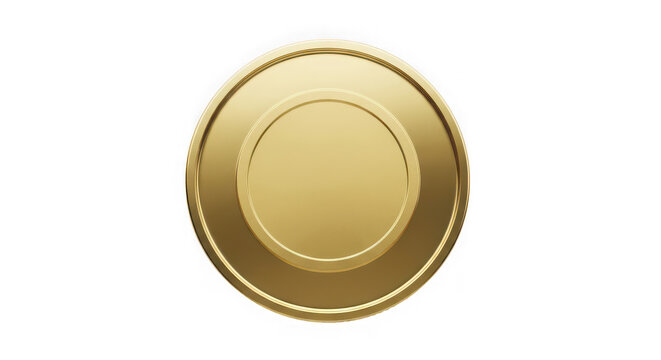 Blank gold coin or medal, shiny golden token, award, or medallion isolated on transparent background