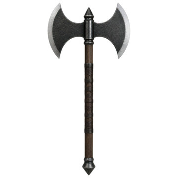 Medieval Double-Bladed Battle Axe Weapon