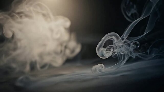 Close-up of swirling smoke patterns on dark background