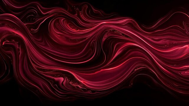 Abstract flowing red liquid waves on a black background