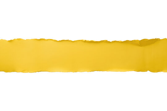 Yellow paper strip with ripped edges on a transparent background, offering space for text or design