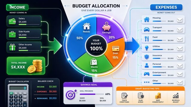 Personal Budgeting Blueprint Educational Infographic