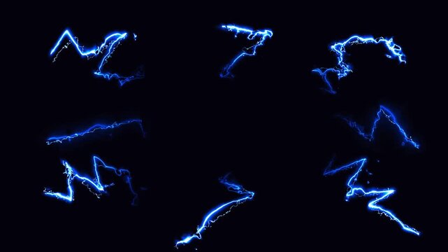 Blue Shockwave Glowing Lightning Effect Overlay Anime Style. Lightning Energy Magic Spell and Aura Power Up VFX