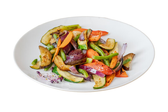 Grilled mixed vegetables plate offering healthy delicious vegan food