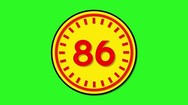 Number 86 with circular animation on green screen background. 86 days to go. 86 days left