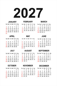 Calendar 2026, calendar 2027 week start Monday corporate design planner template.Calendar 2027 template, Planner 2027 year, Wall calendar  template, Week Starts Monday, Set of 12 calendar,