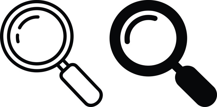 Magnifying glass icon. Search lens with handle symbol design. Simple pictogram for search, find, zoom, explore, research and discovery service.