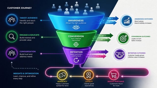 Business Growth Funnel Educational Infographic