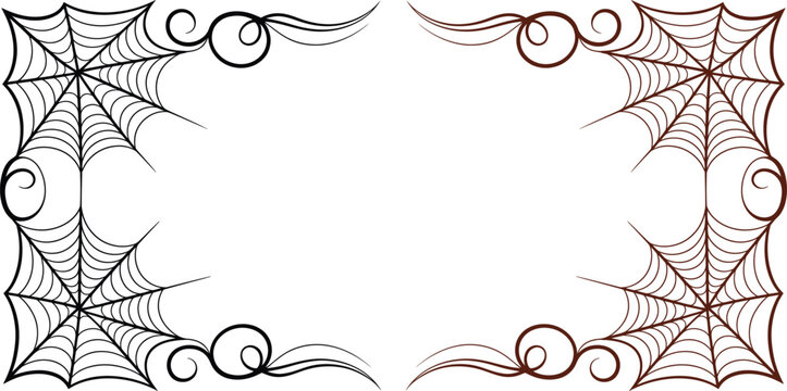 Spider web decorative corner frame border vector in black and red