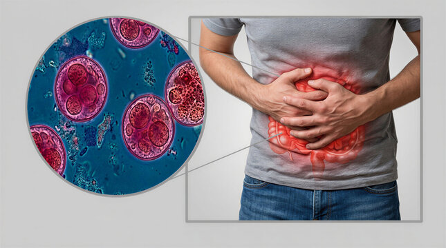 Cyclospora Infection (Cyclosporiasis) Causing Abdominal Pain Medical Concept